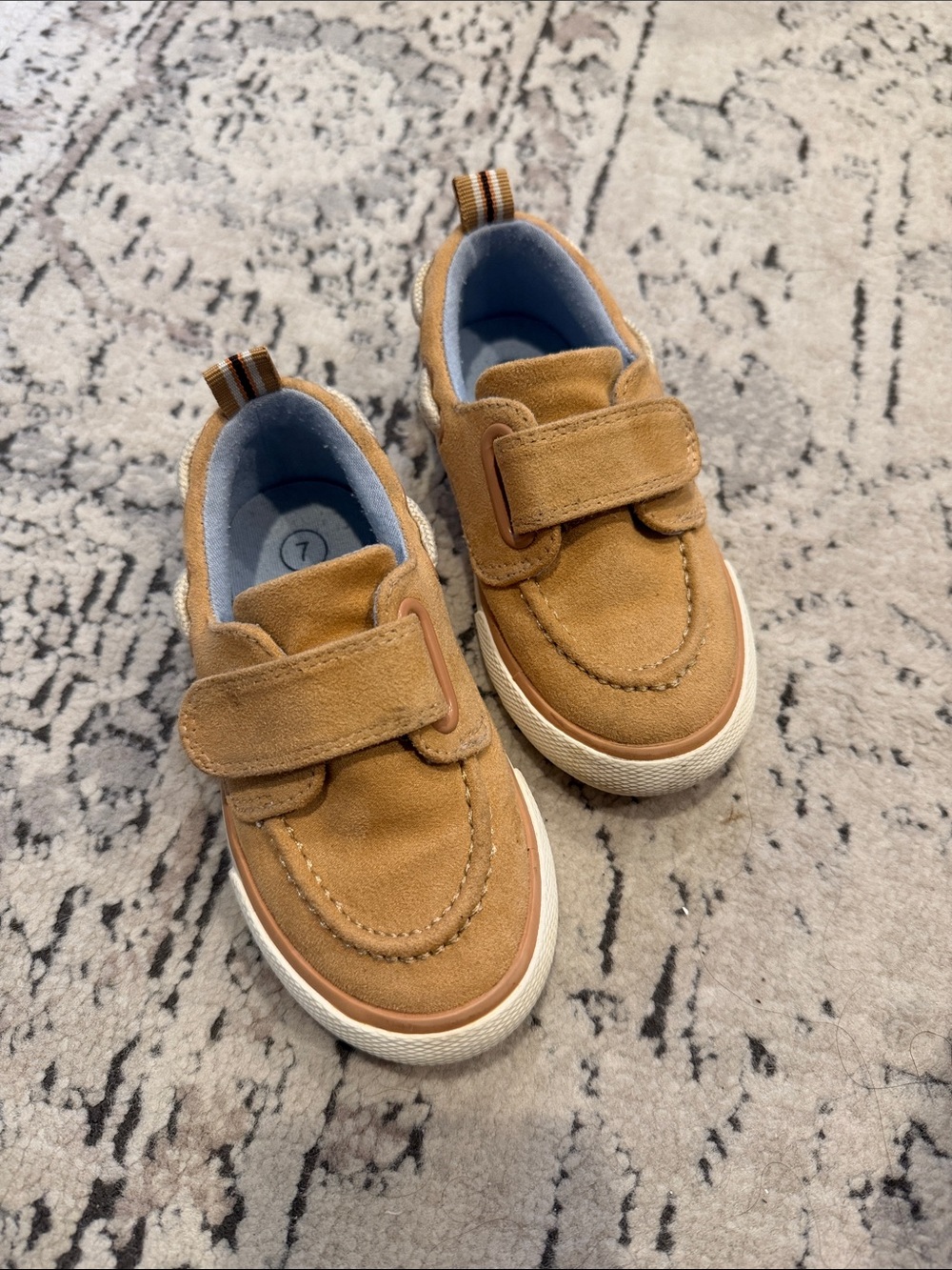 Cat & Jack Toddler Boys Tan Faux Suede Velcro Loafers Sneakers Size 7C